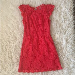 Red Lace Open Back Dress